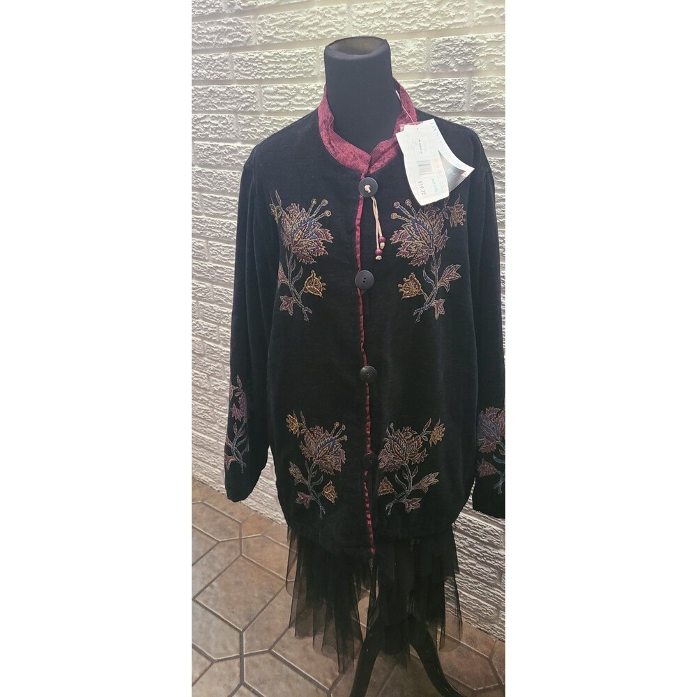 White Stag Jacket Womens Sz XL (14-16) Black Floral Long Sleeve Lined NWT